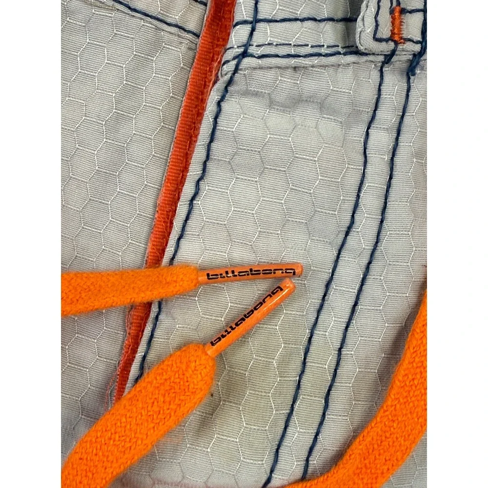 Billabong‎ Y2K Mens Board Shorts Size 32 Grey Orange Honeycomb Cargo M1096 Gas